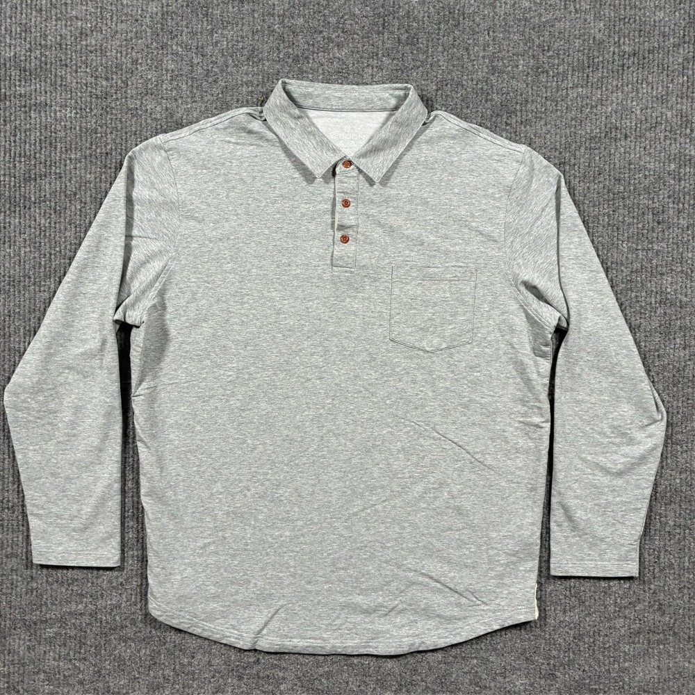 Veboon Dynamic Flex Polo Shirt Mens XL Gray Long Sleeve Stretch Casual Pocket